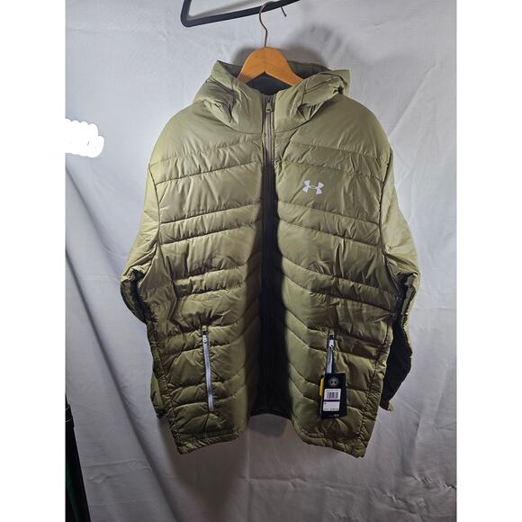 UNDER ARMOUR Down Puffer Hooded Jacket (1342738-331) Green, XXL - Picture 1 of 10